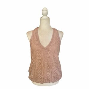 EUC Ella Moss Blush Pink Embroidered Sleeveless V-Neck Tank Top, size small